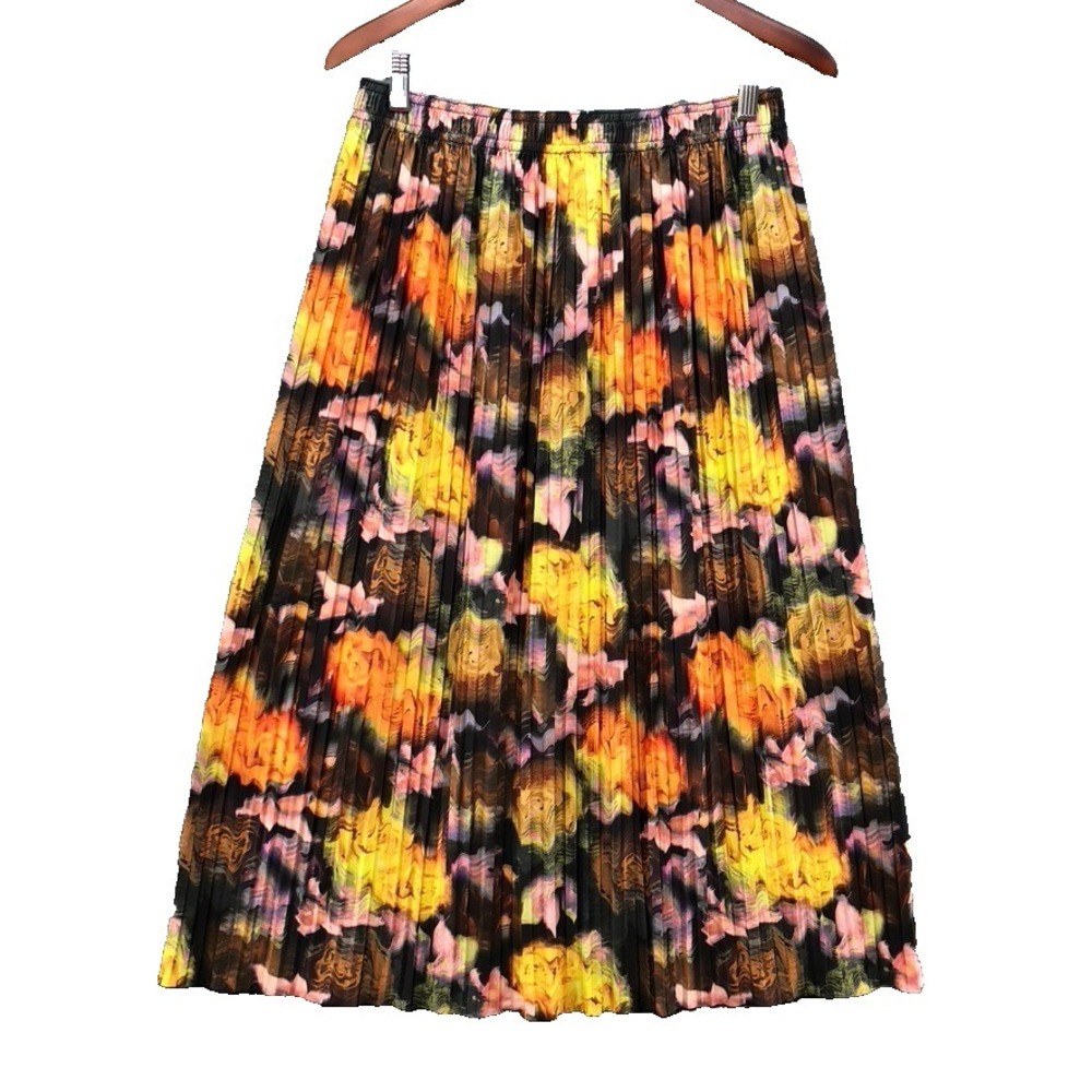 No. 6 Store Accordion Midi Skirt Womens Large Floral Boho Flowy Teacher Career